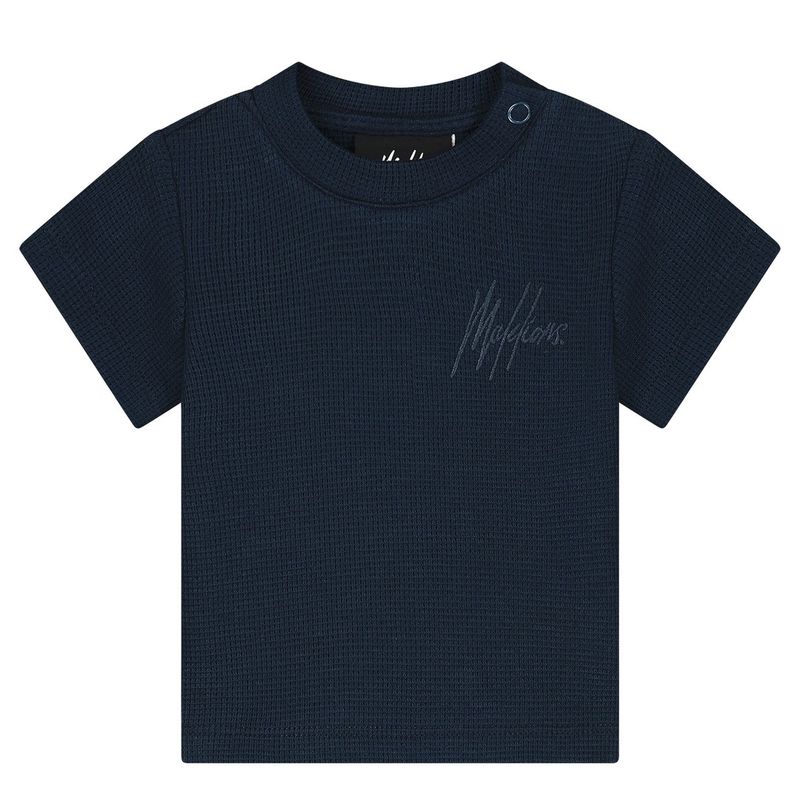 Malelions Baby Waffle Signature T-Shirt navy