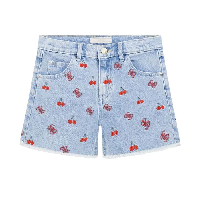 Guess rigid w embroider jeansshort - baby cherry