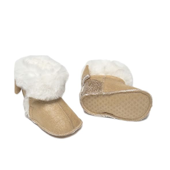 Mayoral Newborn girl fur boots Almond