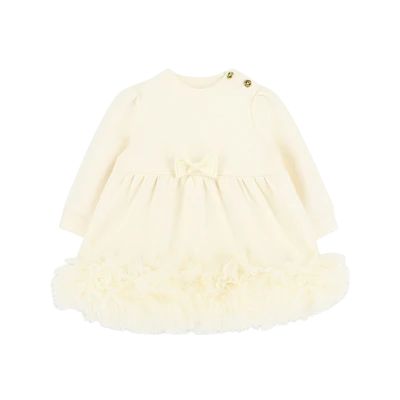 Angels Face Dawn Tulle Trim Baby Dress Vanilla
