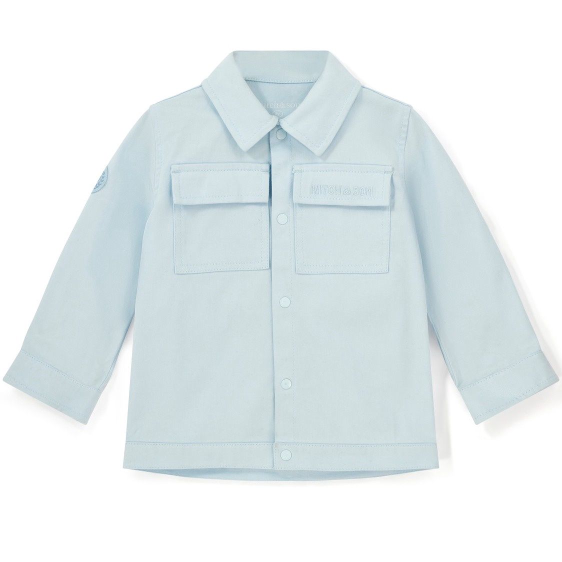 Mitch &amp; Son Boy Blue Twill Overshirt with Chest Pockets