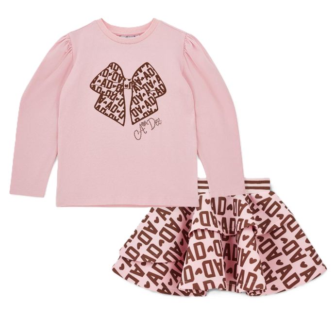 A'dee milan logo print rok set (pink fairy)