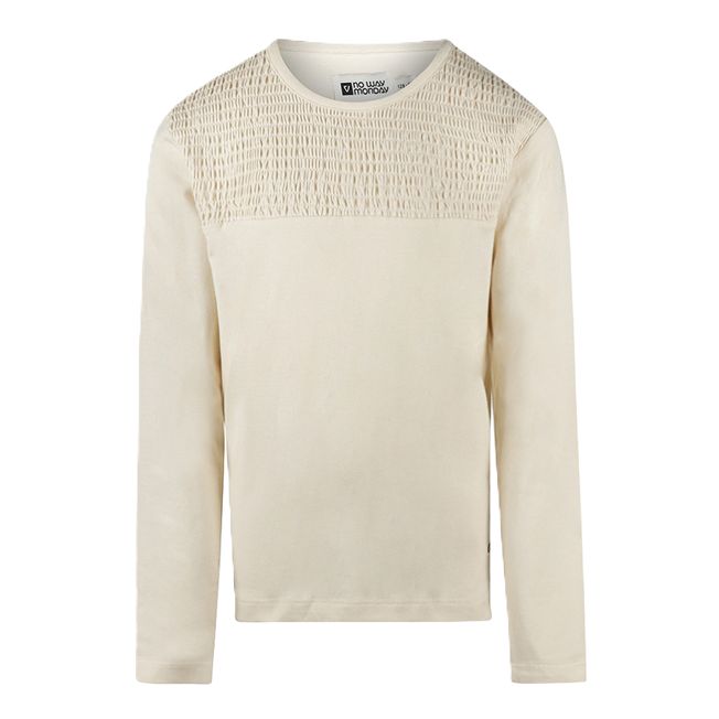 No Way Monday meisjes longsleeve off white gesmokt