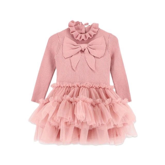 Angel's face Bliss Baby Knitted and Tulle Dress Tea Rose