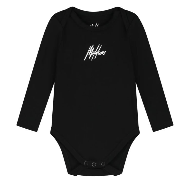 Malelions Baby Long Sleeve Bodysuit Black