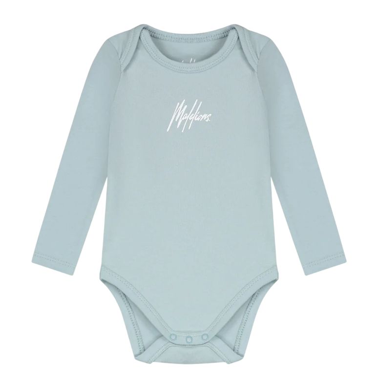 Malelions Baby Long Sleeve Bodysuit Light Blue