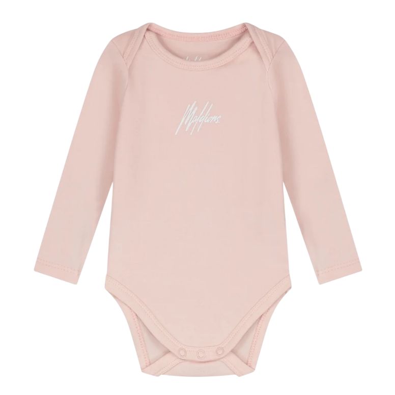 Malelions Baby Long Sleeve Bodysuit  Light Pink
