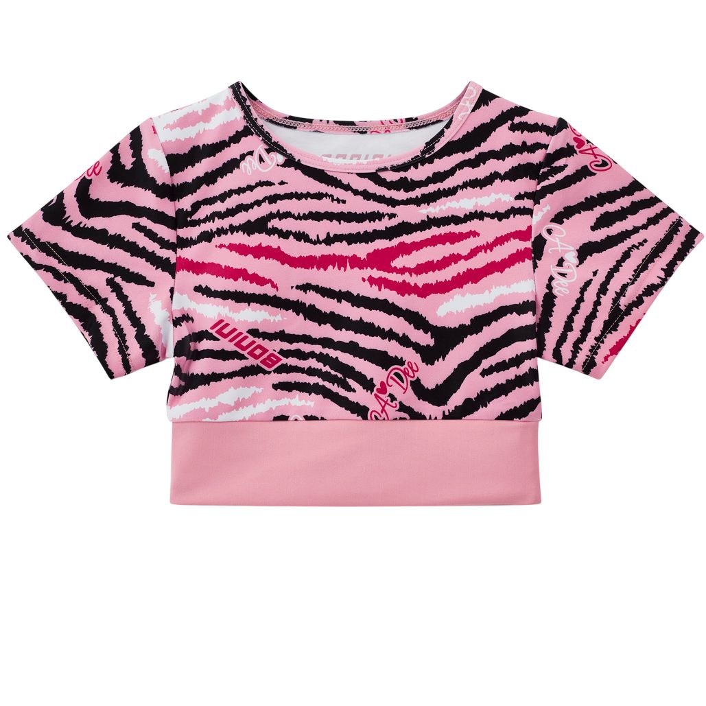 Bonini by a-dee Girls Pink Printed Short Sleeved Sports Top