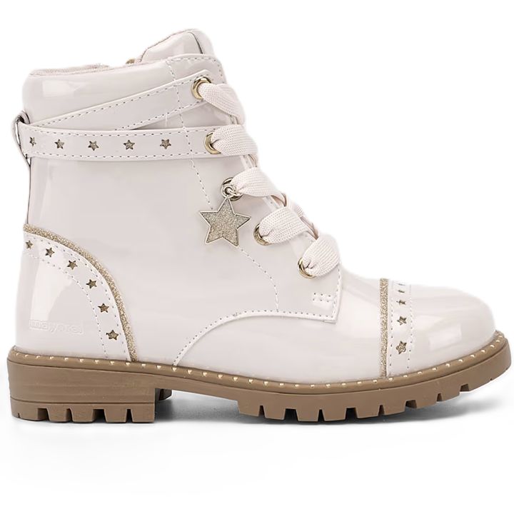 Mayoral Girls Biker Boots Ecru