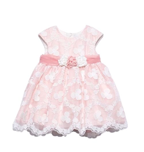 Abel &amp; Lula Embroidered organza baby dress roze meisjes