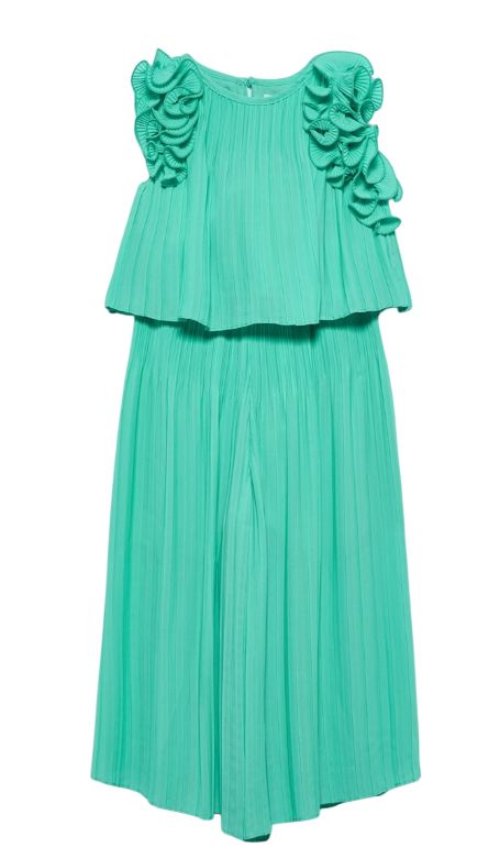 Abel &amp; Lula pleated chiffon trouser set groen