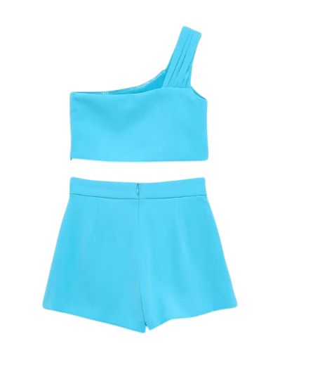 Abel &amp; Lula Asymmetrische crêpe Bermuda shorts set voor meisjes