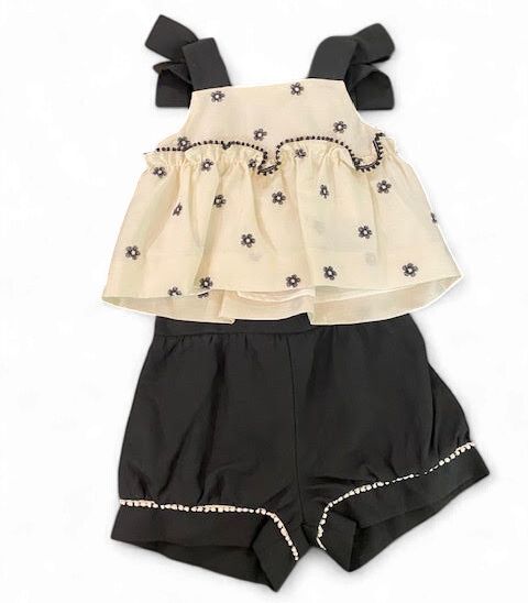 Abel &amp; Lula baby set zwart wit bloemen