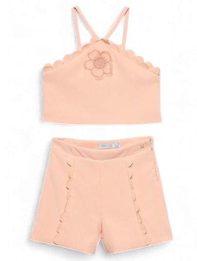 Abel &amp; Lula Girls' crepe wave Bermuda shorts set