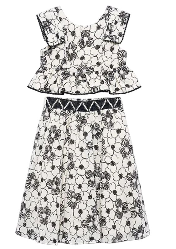 Abel &amp; Lula meisjes set zwart wit bloem