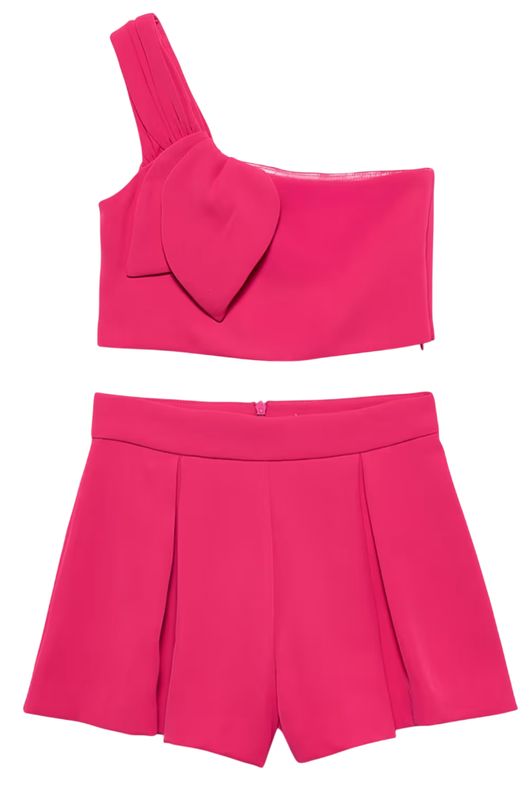 Abel &amp; Lula Asymmetrical crepe Bermuda shorts set for girls