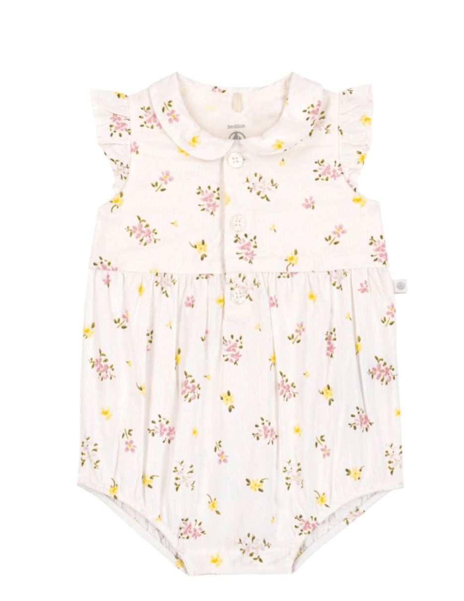 Petit Bateau Babyspeelpakje van katoen met bloemenprint