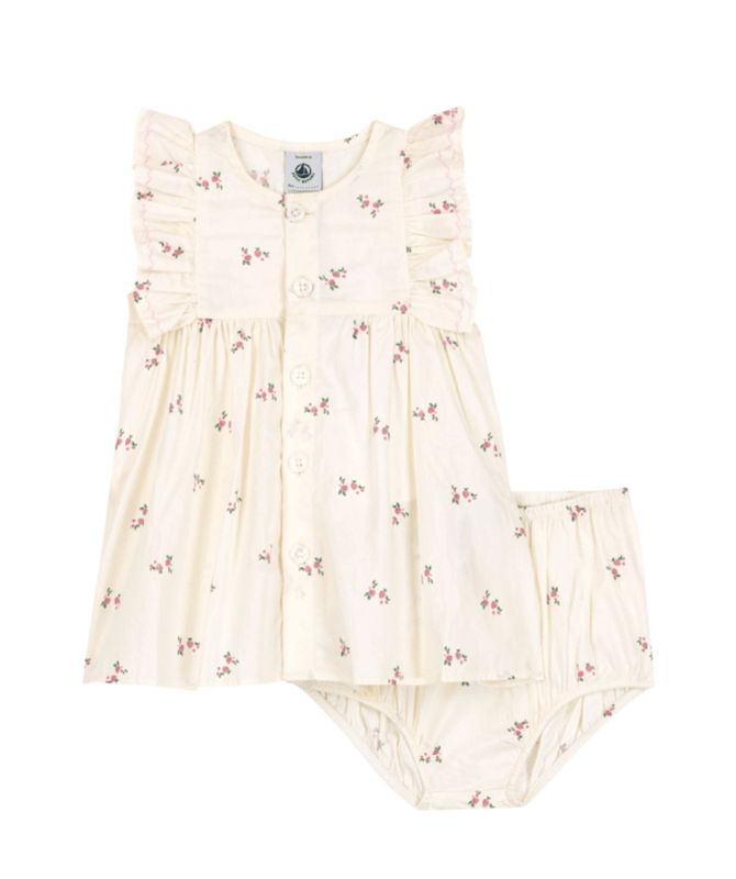Petit Bateau Katoenen babyjurkje met bloemenprint en pofbroekje