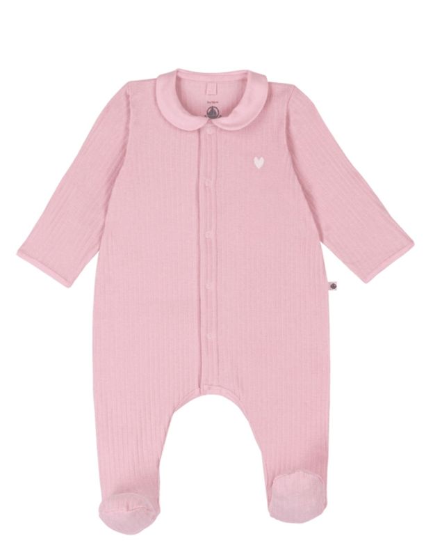Petit Bateau Fluwelen babypyjama met effen kraag