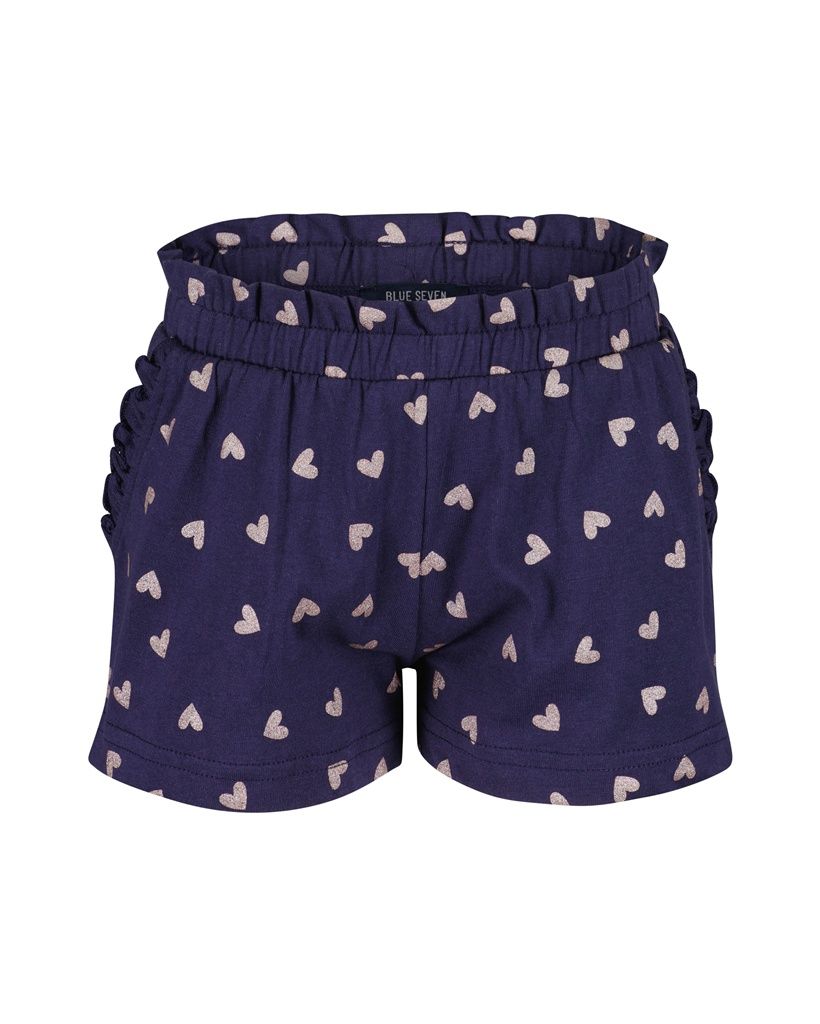 Blue Seven meisjes korte broek donker blauw hartjes