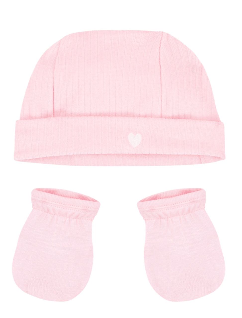 Petit Bateau Set van katoenen babymuts en -wanten roze