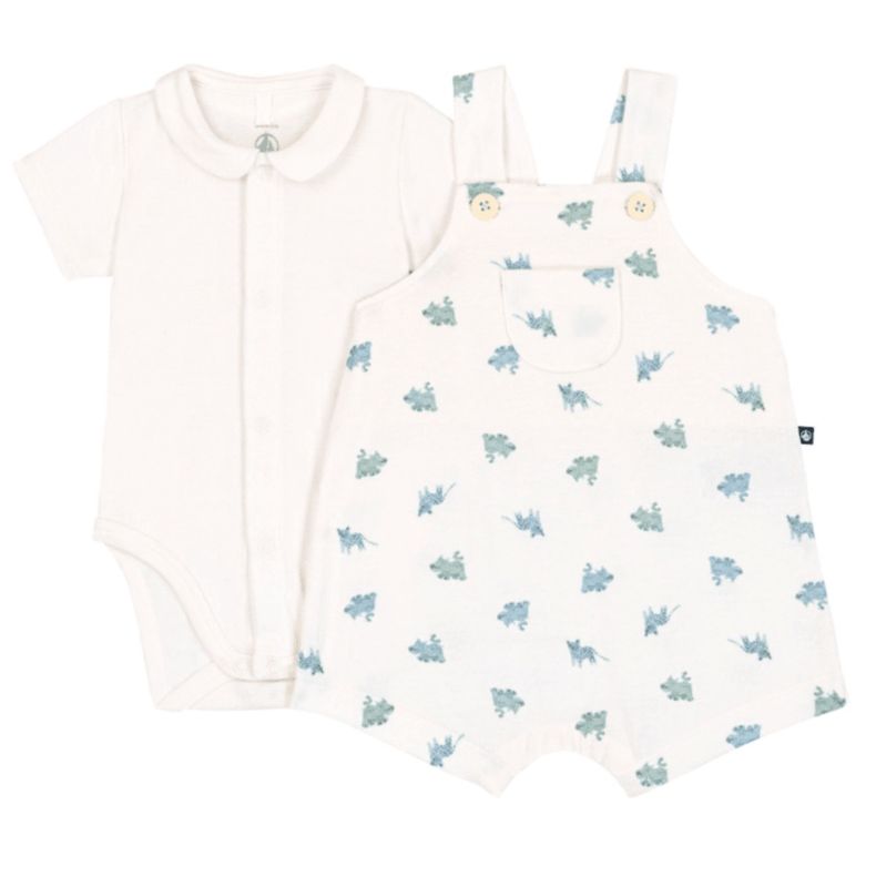Petit Bateau Babysetje met salopette/rompertje van katoen met dierenprint