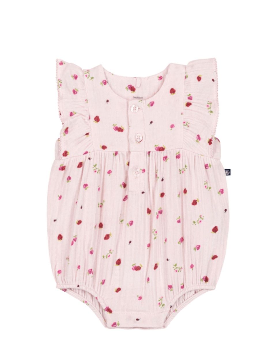 Petit Bateau Babyspeelpakje van luchtig katoen met bloemenprint