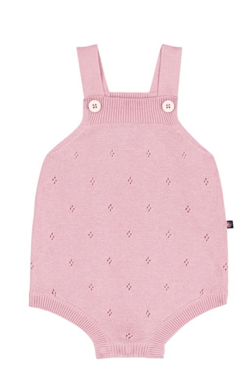 Petit Bateau Korte kruippakje van gebreid ajourkatoen voor baby's roze
