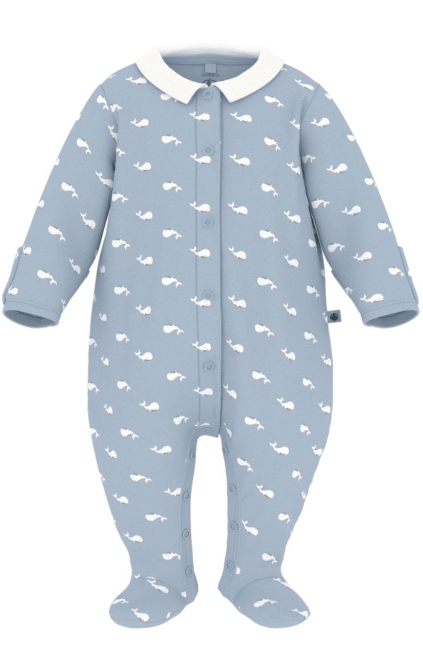 Petit Bateau  Katoenen babypyjama met kraag met walvisprint