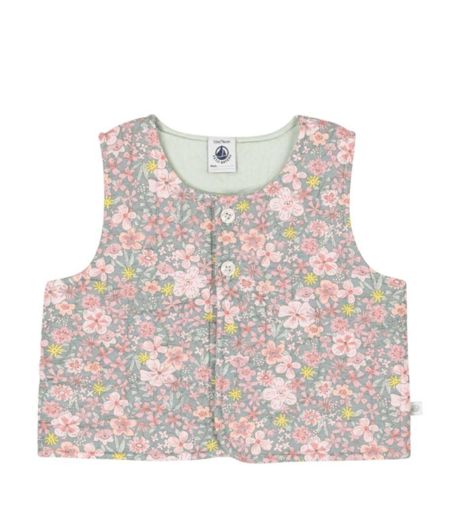 Petit Bateau Katoenen vestje zonder mouwen met bloemenprint voor baby's