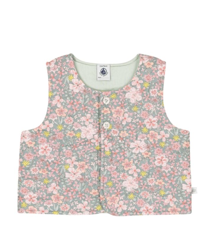 Petit Bateau Katoenen vestje zonder mouwen met bloemenprint voor baby's