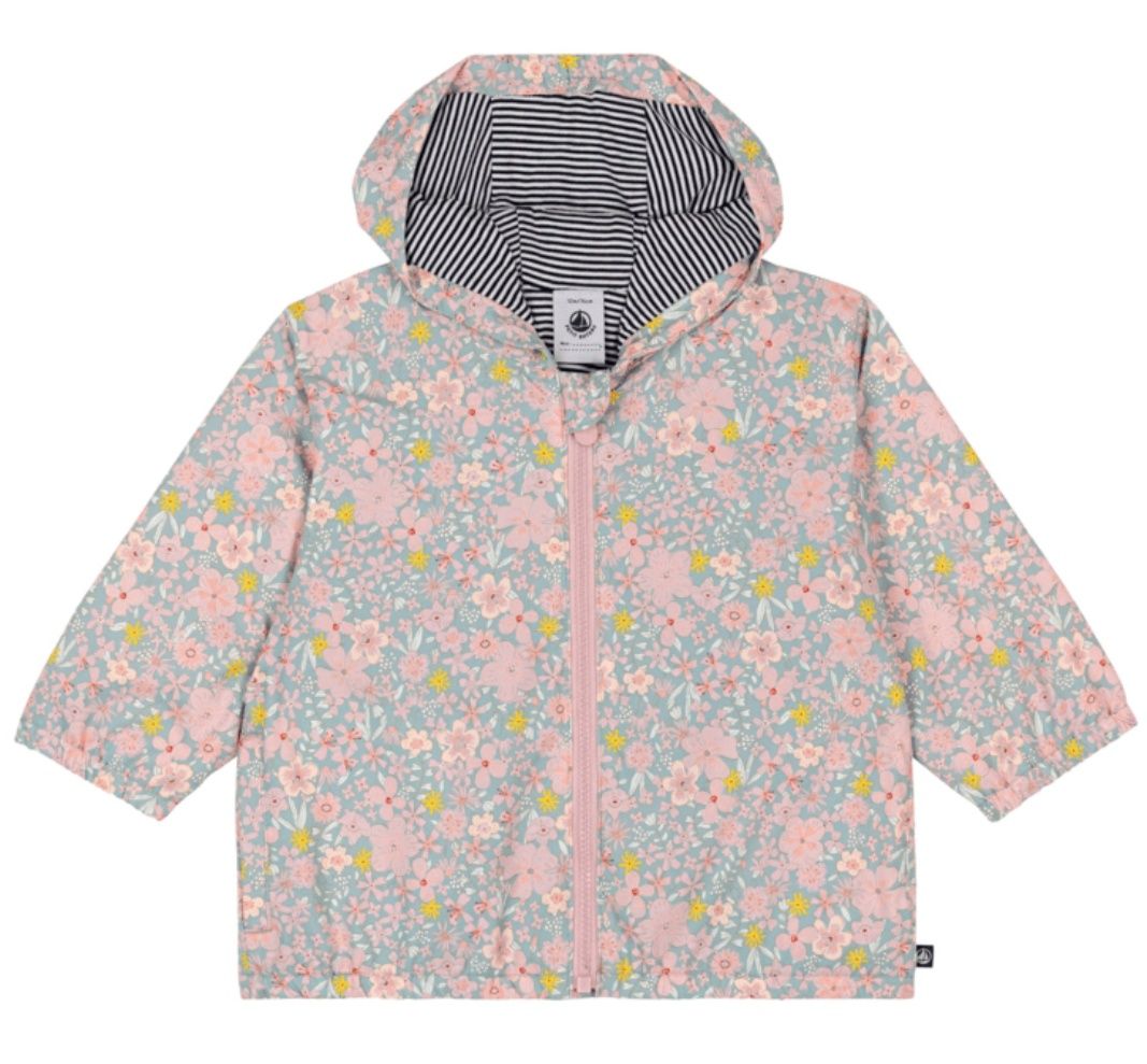 Petit Bateau Babywindjack met bloemenprint en voering met tinneroy-streepje