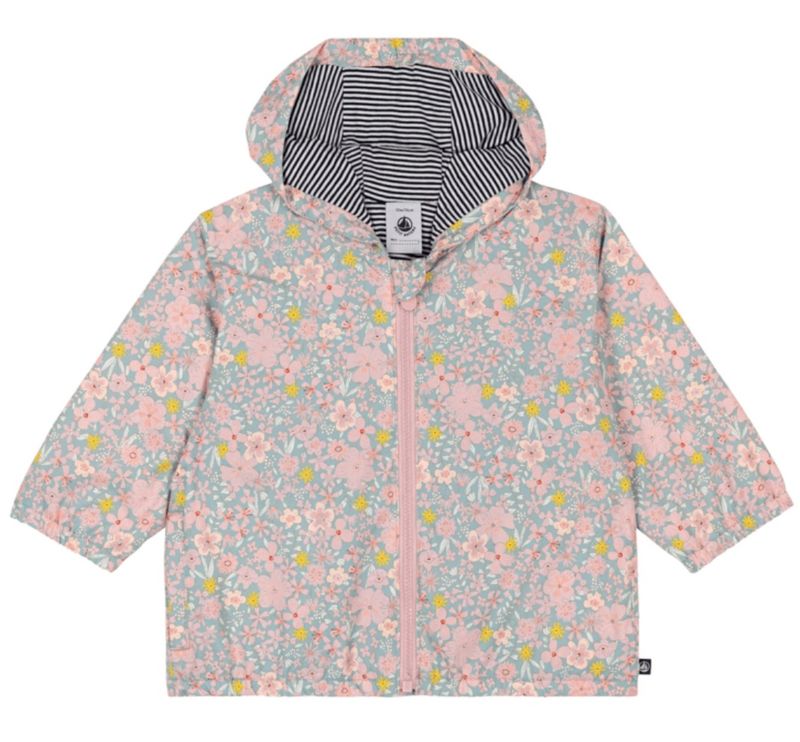 Petit Bateau Babywindjack met bloemenprint en voering met tinneroy-streepje