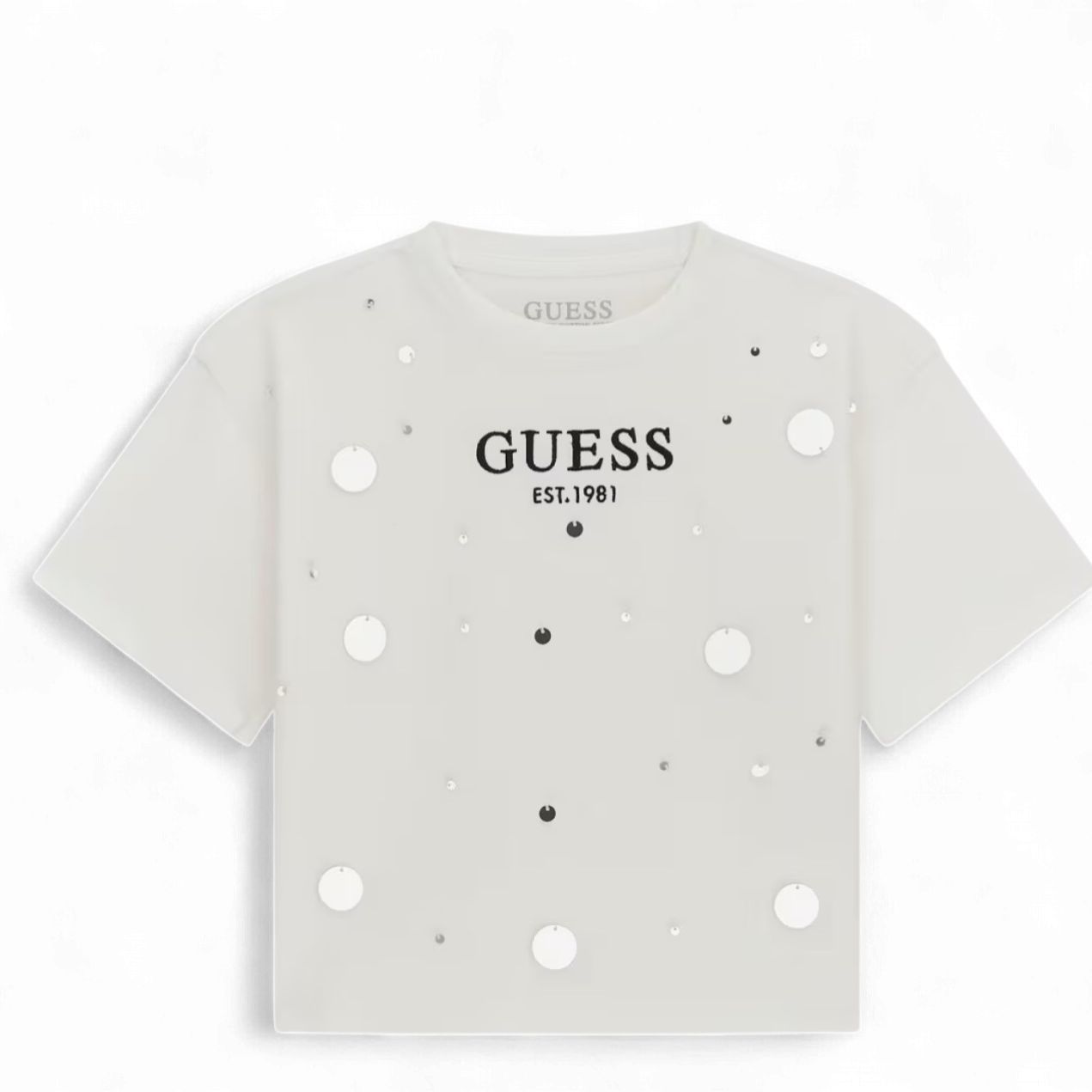 Guess meisjes tshirt glitter wit