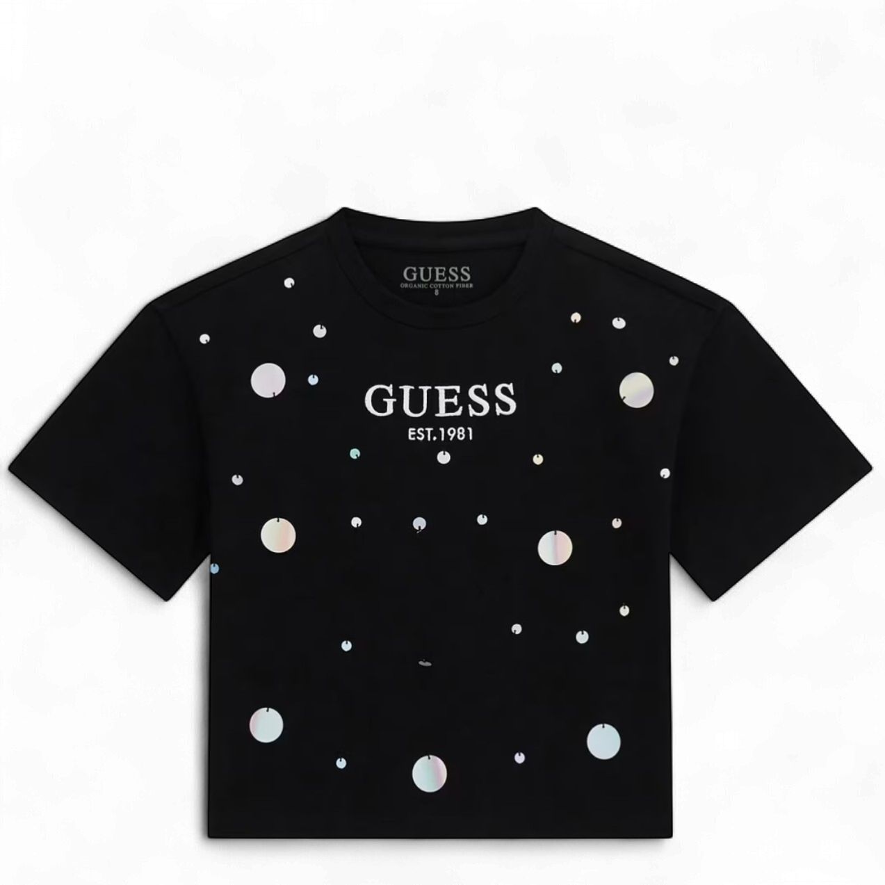 Guess meisjes t-shirt glitter zwart