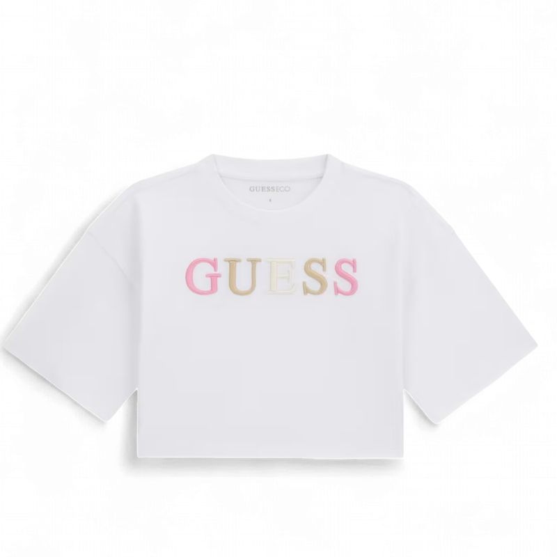 Guess meisjes tshirt wit roze/beige letters