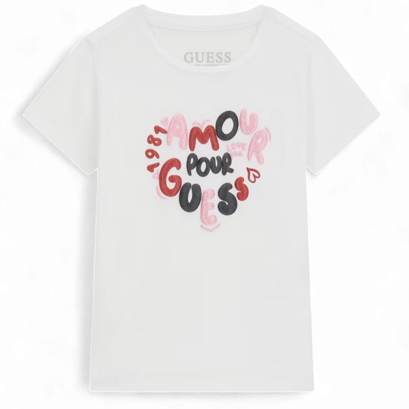 Guess meisjes en baby tshirt amour wit