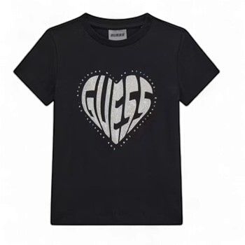 Guess T-shirt met logo en strass zwart