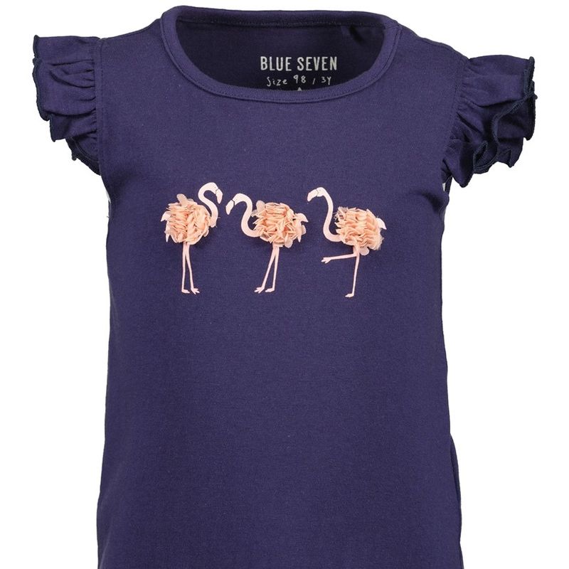 Blue Seven meisjes tshirt donker blauw flamingo