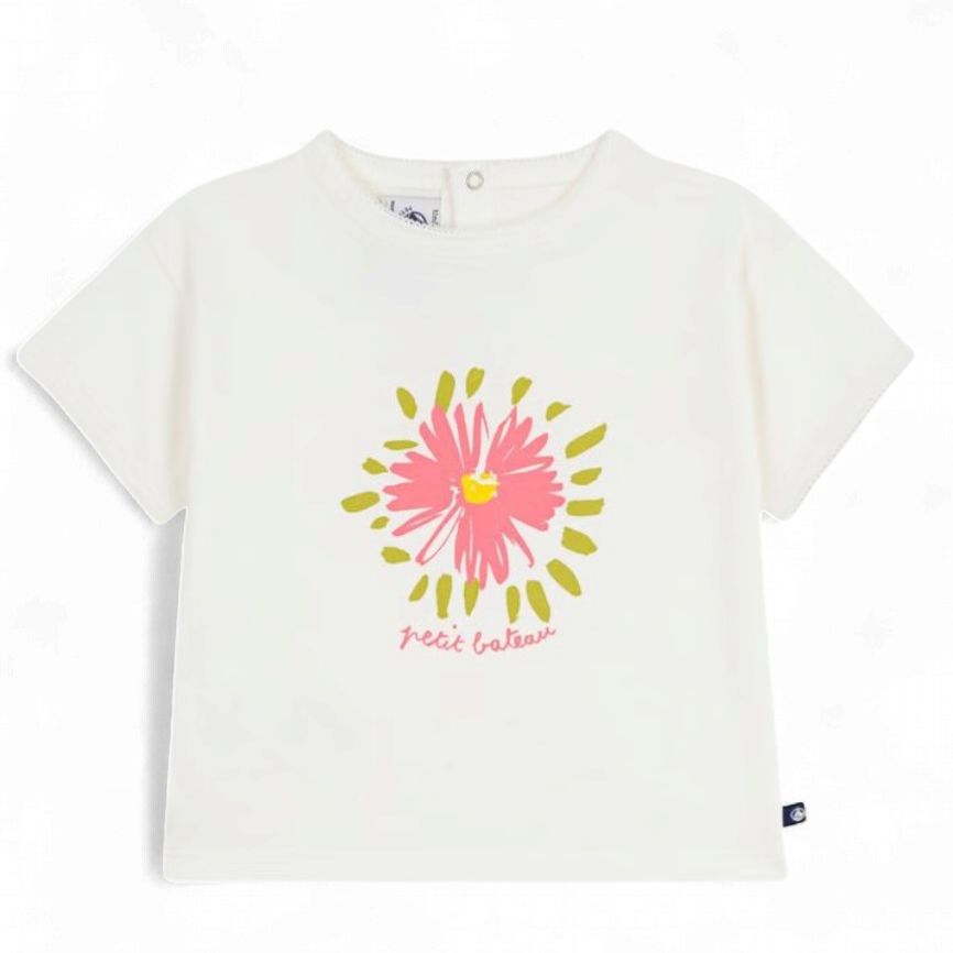 Petit Bateau Katoenen T-shirt met korte mouwen en bloemmotiefje voor baby's