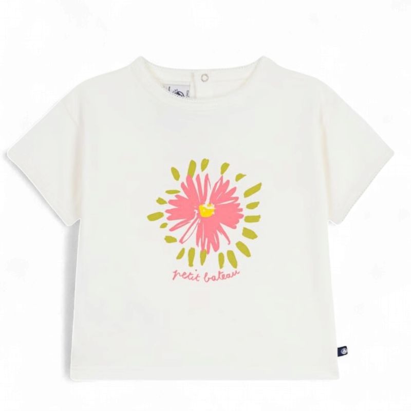 Petit Bateau Katoenen T-shirt met korte mouwen en bloemmotiefje voor baby's