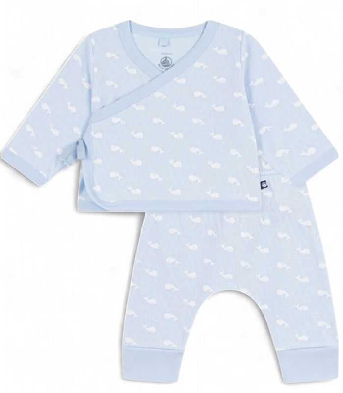 Petit Bateau Tweedelig lang babysetje van katoen met walvisprint