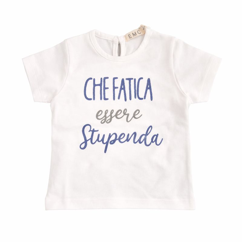 EMC baby meisjes tshirt blauw/zilver tekst