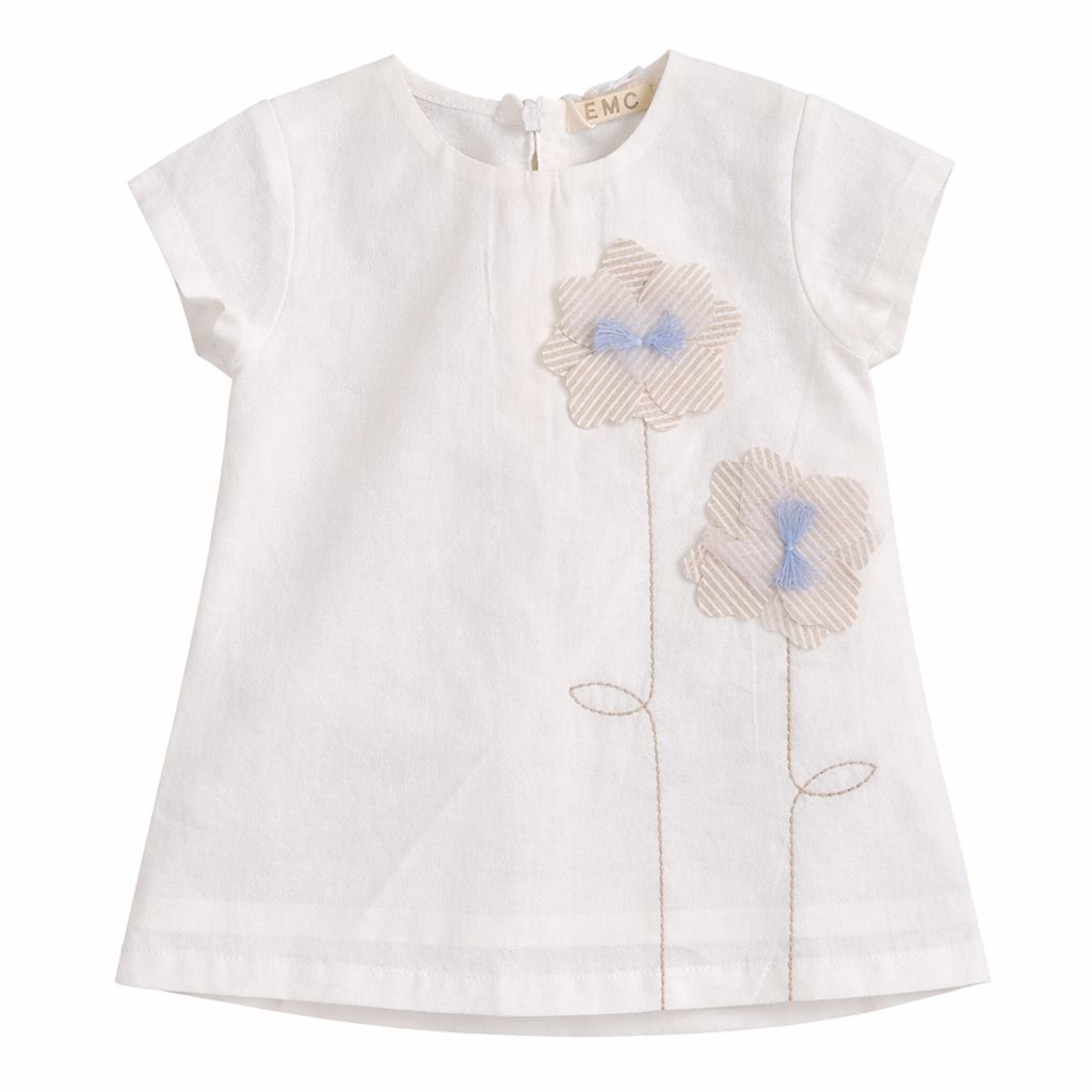 EMC baby meisjes jurk wit blauwe bloem