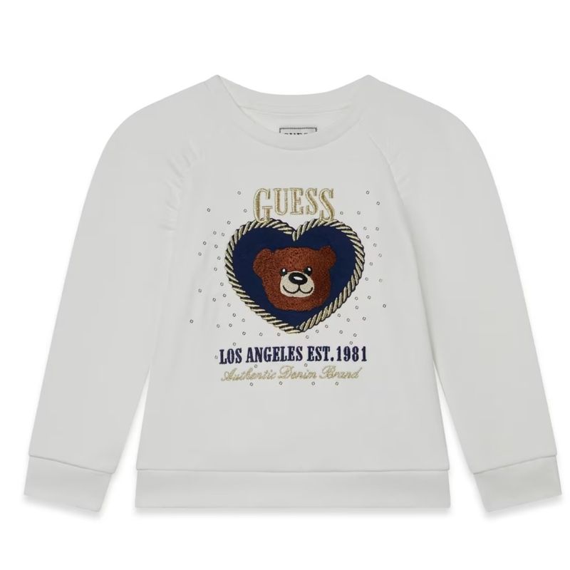 Guess meisjes en baby  trui wit hartje beer