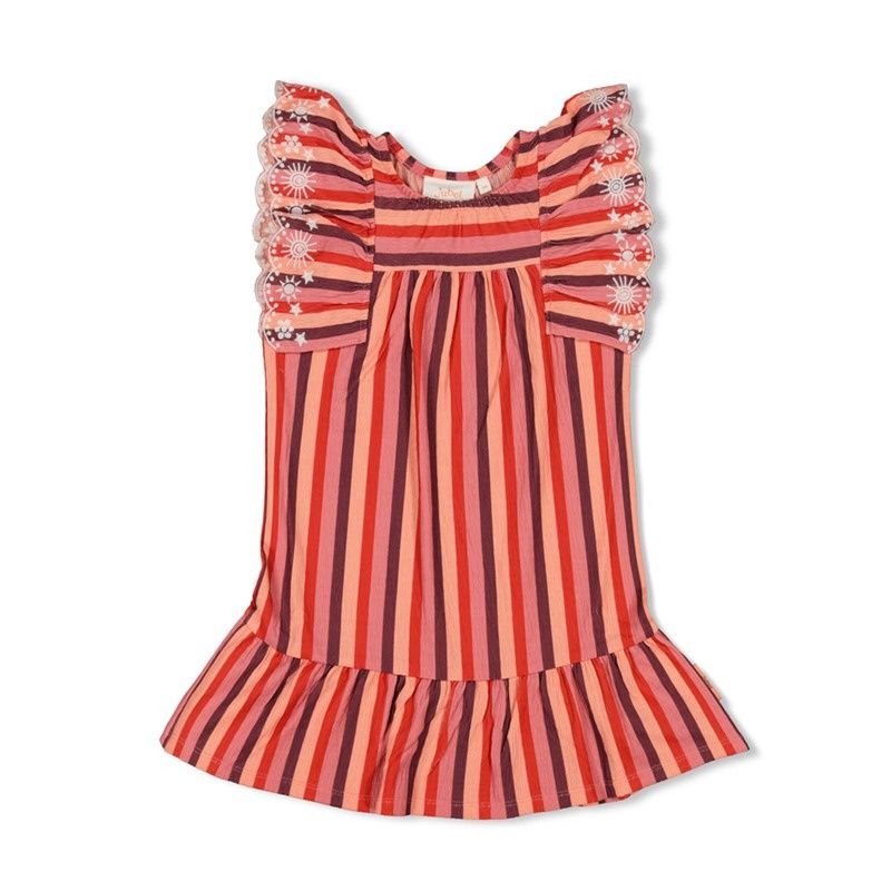 Jubel Jurk streep seersucker - Salsa Sunset