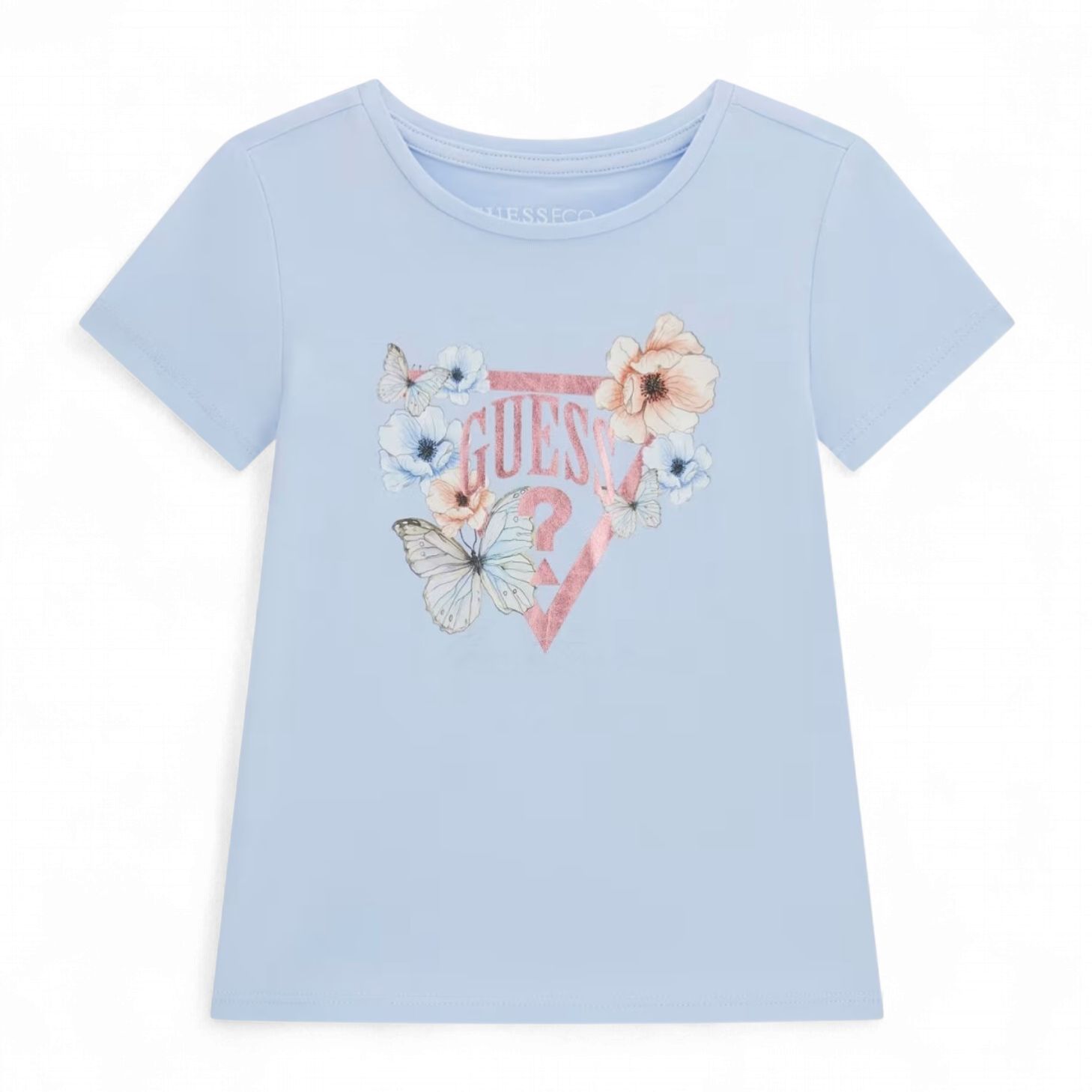 Guess meisjes tshirt blauw bloem/vlinder