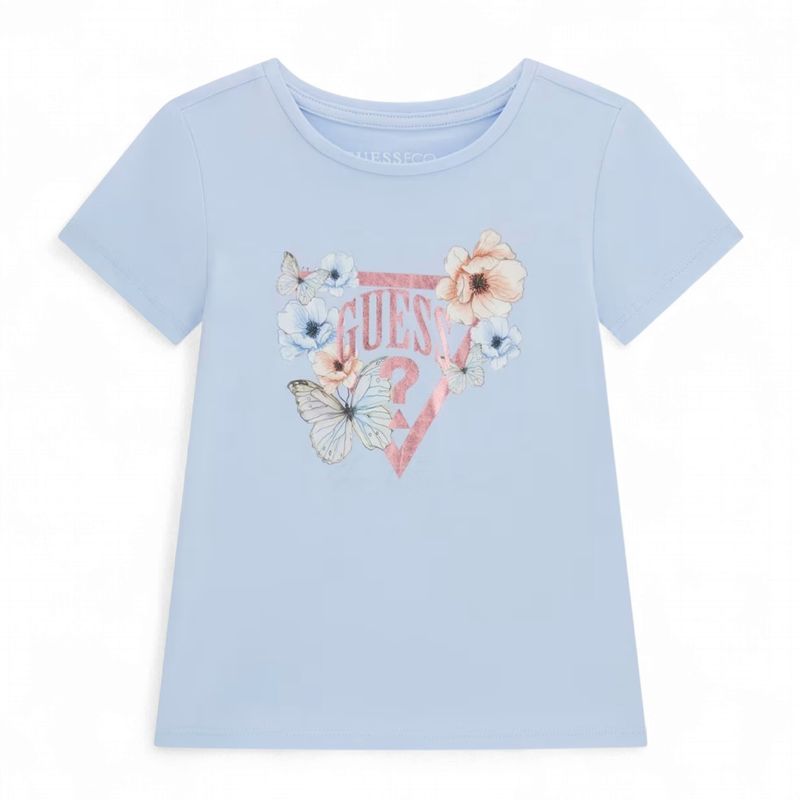 Guess meisjes tshirt blauw bloem/vlinder