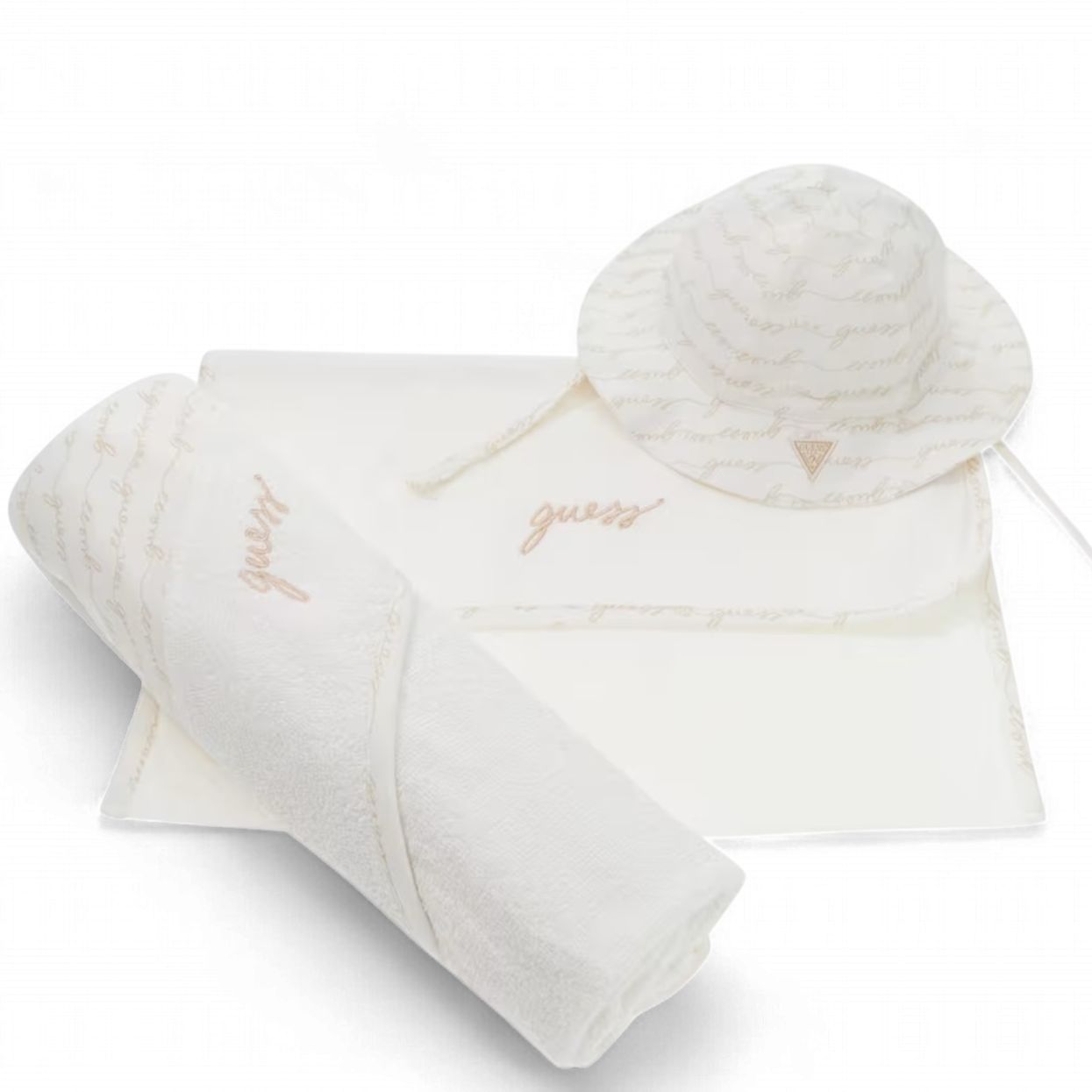 Guess baby hoedje en deken beige