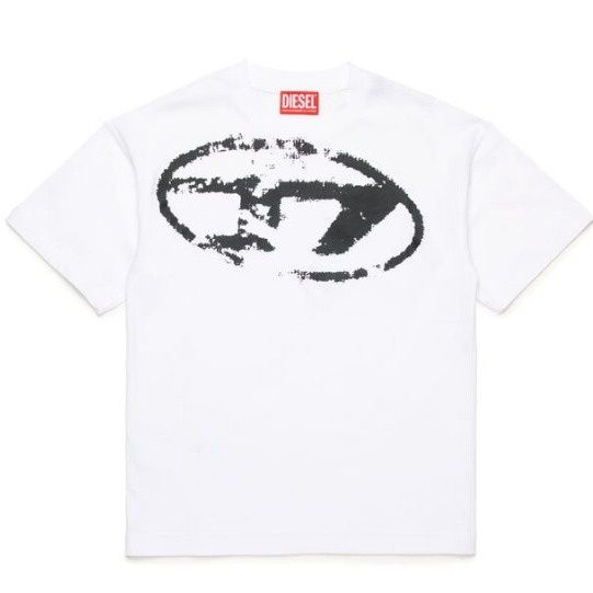 Diesel  t-shirt with distressed Oval D logo black withe